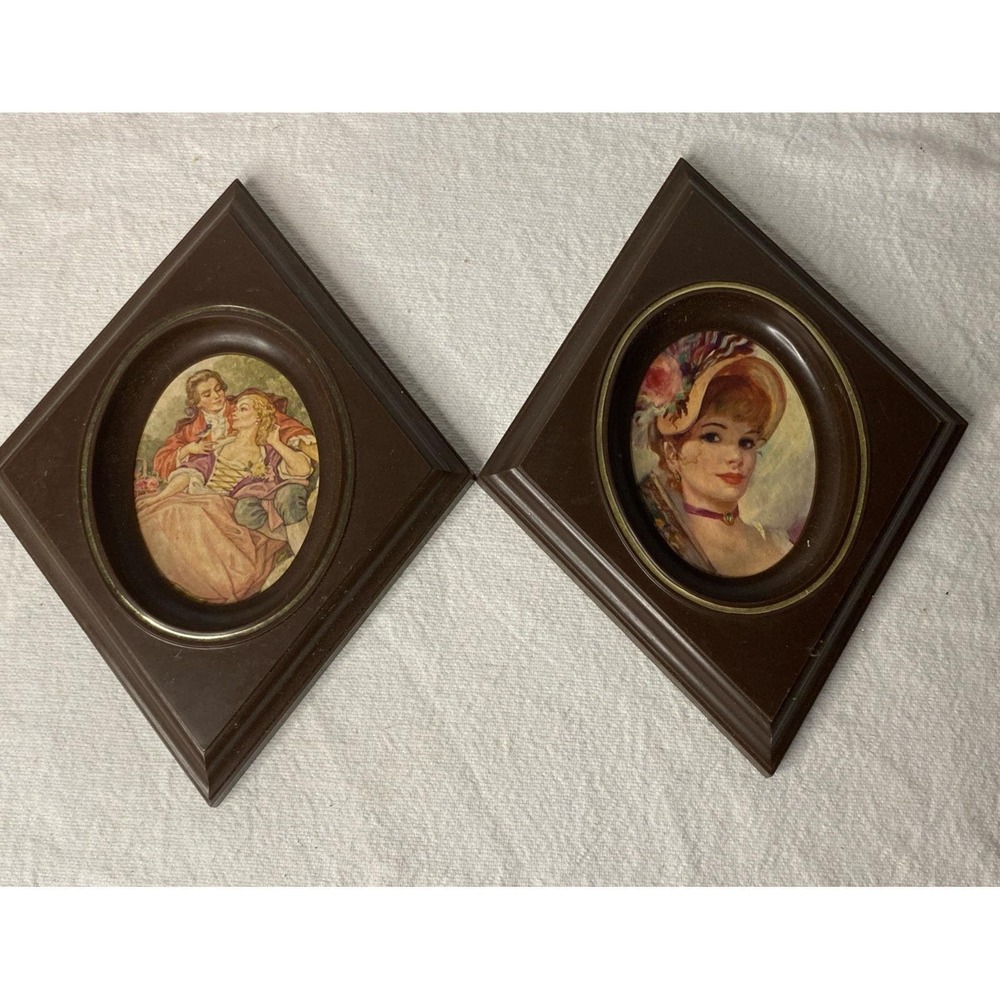 Set Of 2 Vintage Brown Plastic Picture Frames